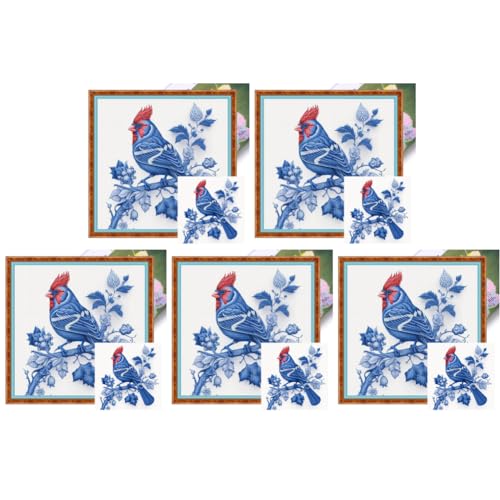 Kexpery Eco-Cotton Stickgarn, 14 CT, bedruckt, roter Vogel, Kreuzstich-Set, 40 x 40 cm, einfach zu verwenden von Kexpery
