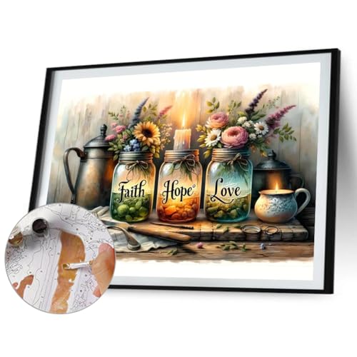 Kexpery Malerei Kit von Nummern auf Leinwand Kunst bildliche Blumen Haus Wanddekoration 50x40 cm Kexpery Malerei Kit von Nummern auf Leinwand Kunst bildliche Blumen Haus Wanddekoration 50x40 cm von Kexpery