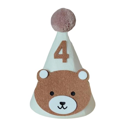 Kexpsogy Bezaubernder Geburtstagshut mit Bärenmotiv für weiche und bequeme Baby-Party-Kopfbedeckung mit Kinngürtel und Nummer 1–9 Kexpsogy Bezaubernder Geburtstagshut mit Bärenmotiv für weiche und bequeme Baby-Party-Kopfbedeckung mit Kinngürtel und Nummer 1–9 von Kexpsogy