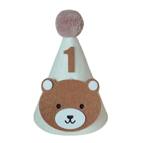 Kexpsogy Bezaubernder Geburtstagshut mit Bärenmotiv für weiche und bequeme Baby-Party-Kopfbedeckung mit Kinngürtel und Nummer 1–9 Kexpsogy Bezaubernder Geburtstagshut mit Bärenmotiv für weiche und bequeme Baby-Party-Kopfbedeckung mit Kinngürtel und Nummer 1–9 von Kexpsogy