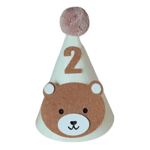 Kexpsogy Bezaubernder Geburtstagshut mit Bärenmotiv für weiche und bequeme Baby-Party-Kopfbedeckung mit Kinngürtel und Nummer 1–9 Kexpsogy Bezaubernder Geburtstagshut mit Bärenmotiv für weiche und bequeme Baby-Party-Kopfbedeckung mit Kinngürtel und Nummer 1–9 von Kexpsogy