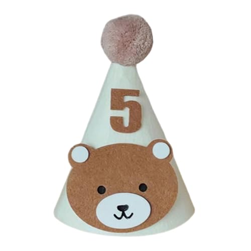 Kexpsogy Bezaubernder Geburtstagshut mit Bärenmotiv für weiche und bequeme Baby-Party-Kopfbedeckung mit Kinngürtel und Nummer 1–9 Kexpsogy Bezaubernder Geburtstagshut mit Bärenmotiv für weiche und bequeme Baby-Party-Kopfbedeckung mit Kinngürtel und Nummer 1–9 von Kexpsogy
