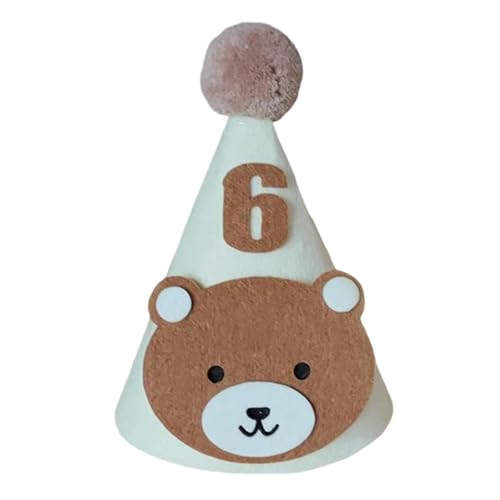 Kexpsogy Bezaubernder Geburtstagshut mit Bärenmotiv für weiche und bequeme Baby-Party-Kopfbedeckung mit Kinngürtel und Nummer 1–9 Kexpsogy Bezaubernder Geburtstagshut mit Bärenmotiv für weiche und bequeme Baby-Party-Kopfbedeckung mit Kinngürtel und Nummer 1–9 von Kexpsogy