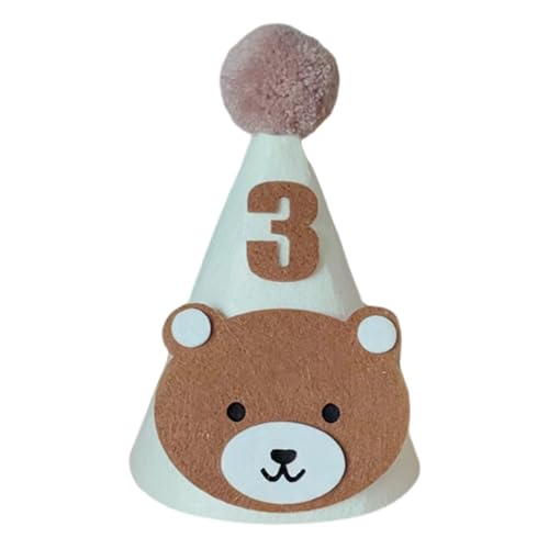 Kexpsogy Bezaubernder Geburtstagshut mit Bärenmotiv für weiche und bequeme Baby-Party-Kopfbedeckung mit Kinngürtel und Nummer 1–9 Kexpsogy Bezaubernder Geburtstagshut mit Bärenmotiv für weiche und bequeme Baby-Party-Kopfbedeckung mit Kinngürtel und Nummer 1–9 von Kexpsogy