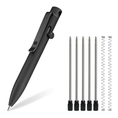 KeyUnity KP04BK Kugelschreiber aus Titanlegierung mit Clip, einziehbarer EDC-Taschenstift aus Metall für den täglichen Gebrauch von KeyUnity