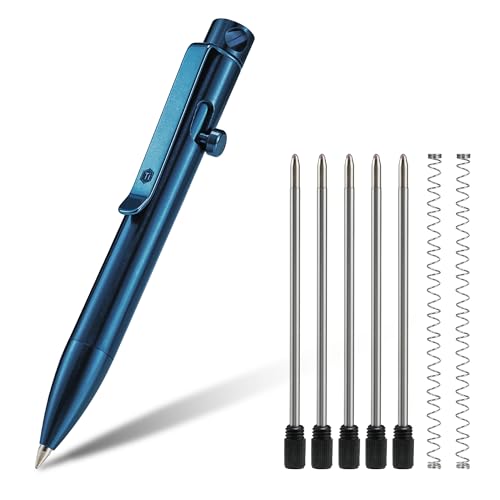 KeyUnity KP04BL Kugelschreiber aus Titanlegierung mit Clip, einziehbarer EDC-Taschenstift aus Metall für den täglichen Gebrauch von KeyUnity