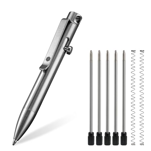 KeyUnity KP04ST Kugelschreiber aus Titanlegierung mit Clip, einziehbarer EDC-Taschenstift aus Metall für den täglichen Gebrauch von KeyUnity