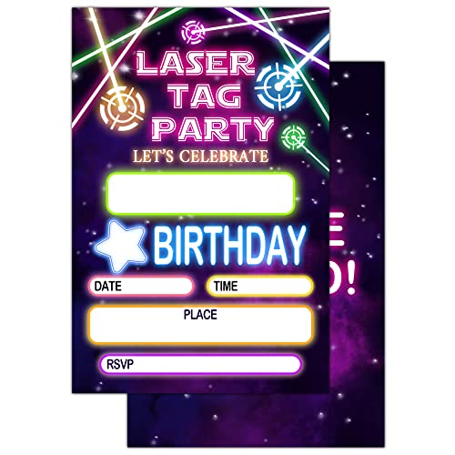 Geburtstagsparty-Einladungskarten für Jugendliche, Laser-Tag-Party, Party-Einladung für Mädchen Jungen, Party-Feier für Kinder, Personalisierte 20 Karten mit 20 Umschlägen - A023 von Keydaat