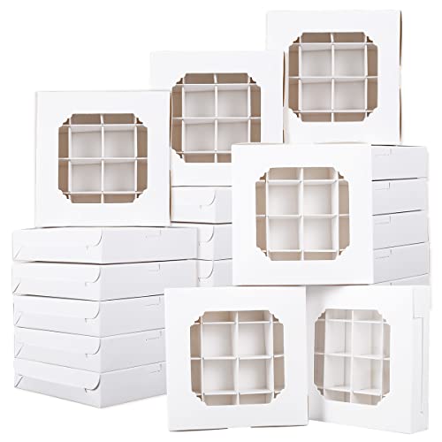 Keyohome 20pcs Leere weiße Pick und Mix Süße Boxen mit Einsätzen Klares Fenster und Teiler für Schokolade Süßes Sortiment 16-Fächer Schnelle Montage Sampler Boxen von Keyohome