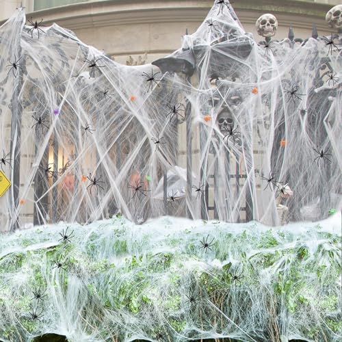 Halloween Deko Spinnennetz,60g Dehnbare Halloween Spinnennetz mit 20 Stück Realistische Kunststoff Spinnen Halloween Outdoor Spinnennetz Halloween Spinngewebe für Halloween Party Garten Gruselig Deko Halloween Deko Spinnennetz,60g Dehnbare Halloween Spinnennetz mit 20 Stück Realistische Kunststoff Spinnen Halloween Outdoor Spinnennetz Halloween Spinngewebe für Halloween Party Garten Gruselig Deko von Keyoung
