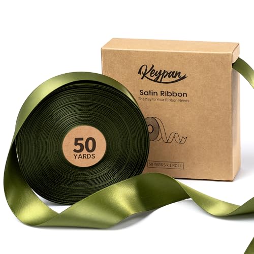 Keypan Grün Satinband 3,8 cm x 45,7 m Double-Faced schleifenband für Weihnachten Geschenkverpackung, Blumensträuße, Schleifenherstellung, DIY Handwerk, Geburtstags und Hochzeitsdekorationen von Keypan