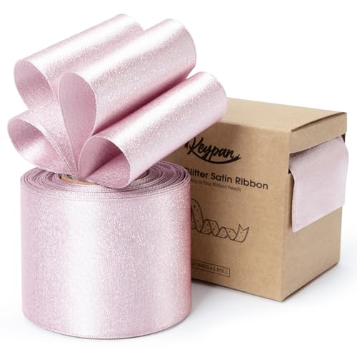 Keypan Hellrosa Geschenkband Breit 63mm X 10m Verdrahtet Glitzerndes Verdrahtet Satinband Schleifenband für Valentinstag, Baumschmuck, Geschenkpapiere, Wohnkultur Keypan Hellrosa Geschenkband Breit 63mm X 10m Verdrahtet Glitzerndes Verdrahtet Satinband Schleifenband für Valentinstag, Baumschmuck, Geschenkpapiere, Wohnkultur von Keypan