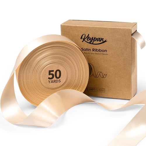 Keypan Licht Champagner Satinband 3,8 cm x 45,7 m Double-Faced schleifenband für Geschenkverpackung, Blumensträuße, Schleifenherstellung, Geburtstags und Hochzeitsdekorationen Keypan Licht Champagner Satinband 3,8 cm x 45,7 m Double-Faced schleifenband für Geschenkverpackung, Blumensträuße, Schleifenherstellung, Geburtstags und Hochzeitsdekorationen von Keypan