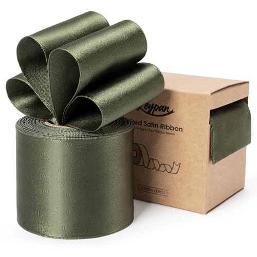 Keypan Moss Green Satin Ribbon Double-Faced Wired Ribbons for Gift Wrapping Flower Bouquet Bows Wedding Invitation Christmas Decor Crafts 2-1/2 Inch 10 Yards Keypan Moss Green Satin Ribbon Double-Faced Wired Ribbons for Gift Wrapping Flower Bouquet Bows Wedding Invitation Christmas Decor Crafts 2-1/2 Inch 10 Yards von Keypan