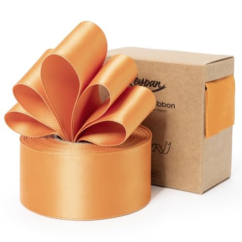 Keypan Orange Satinband 38mm X 9.14m Double-Faced verdrahtet Bänder für Geschenkverpackungen Blumenstrauß Bögen Hochzeit Einladung Weihnachten Dekoration Handwerk von Keypan