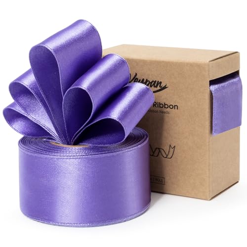 Keypan Purple Satin Ribbon Double-Faced Wired Ribbons for Gift Wrapping Flower Bouquet Bows Wedding Invitation Christmas Decor Crafts 1-1/2 Inch 10 Yards von Keypan