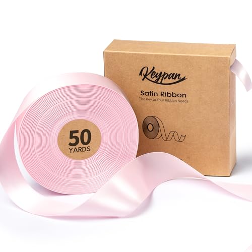 Keypan Rosa Satinband für Valentinstag 3,8 cm x 45,7 m Double-Faced schleifenband für Baby Shower Dekoration, Geschenkverpackung, Schleifenherstellung, Geburtstags und Hochzeitsdekorationen von Keypan