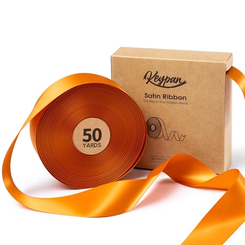 Keypan Satinband 3,8 cm x 45,7 m Double-Faced Ingwer Polyester schleifenband für Geschenkverpackung, Blumensträuße, Schleifenherstellung, Geburtstags und Hochzeitsdekorationen, Baby Shower Dekoration von Keypan