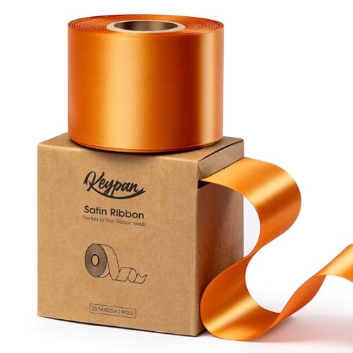 Keypan Satinband 6,3 cm x 22,9 m Double-Faced Ingwer Geschenkband Breit für Geschenkverpackung, Blumensträuße, Schleifenherstellung, Geburtstags und Hochzeitsdekorationen, Baby Shower Dekoration von Keypan