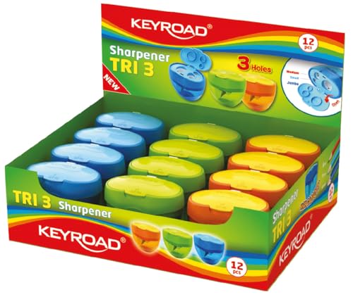 Dreifachspitzdose, Dosenspitzer Doppelspitzdose Bleistifte, Farbstifte und Jumbo Buntstifte (8+11+16 mm) Orange. von Keyroad
