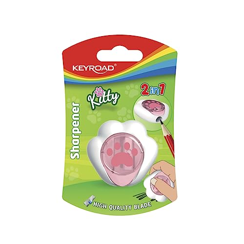 KEYROAD Anspitzer KITTY CAT mit einem Behälter / 1 Stück/Multifunktional/aus Kunststoff/Klingen aus Stahl/von Bleistiften und Buntstiften/Blister - Mischfarben KEYROAD Anspitzer KITTY CAT mit einem Behälter / 1 Stück/Multifunktional/aus Kunststoff/Klingen aus Stahl/von Bleistiften und Buntstiften/Blister - Mischfarben von Keyroad