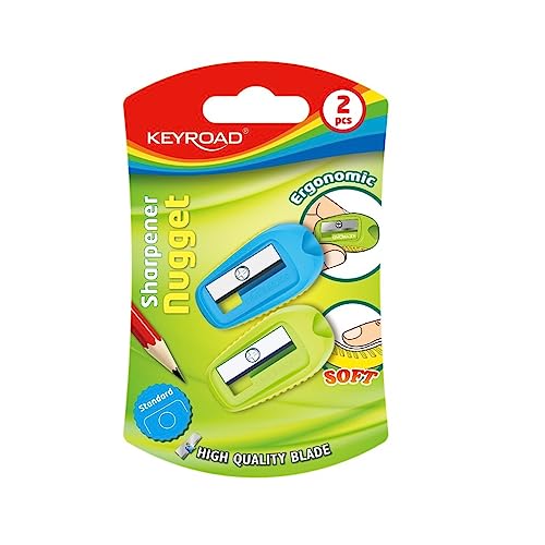 KEYROAD Ergonomischer Anspitzer Einzeln / 2 Stück/Kunststoff/Klingen aus Stahl/von Bleistiften und Buntstiften/Blister - Mischfarben/Sharpener Spitzer KEYROAD Ergonomischer Anspitzer Einzeln / 2 Stück/Kunststoff/Klingen aus Stahl/von Bleistiften und Buntstiften/Blister - Mischfarben/Sharpener Spitzer von Keyroad
