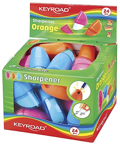 KEYROAD Ergonomischer Anspitzer Einzeln 2-in-1 mit Radiergummi / 24 Stück/Kunststoff/Klingen aus Stahl/von Bleistiften und Buntstiften/Sharpener Spitzer KEYROAD Ergonomischer Anspitzer Einzeln 2-in-1 mit Radiergummi / 24 Stück/Kunststoff/Klingen aus Stahl/von Bleistiften und Buntstiften/Sharpener Spitzer von Keyroad