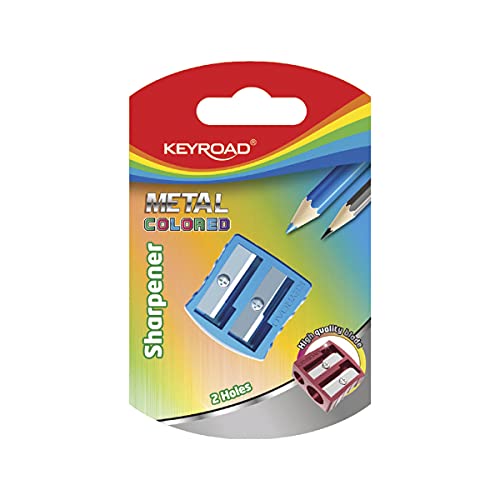 KEYROAD Ergonomischer Doppel-Anspitzer 1 Stück/aus Aluminium/Klingen aus Stahl/von Bleistiften und Buntstiften/Blister - Mischfarben/Für Kindergarten Vorschule und Schule KEYROAD Ergonomischer Doppel-Anspitzer 1 Stück/aus Aluminium/Klingen aus Stahl/von Bleistiften und Buntstiften/Blister - Mischfarben/Für Kindergarten Vorschule und Schule von Keyroad