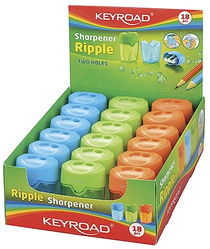 KEYROAD Ergonomischer Doppel-Anspitzer RIPPLE/ 18 Stück/Kunststoff/von Bleistiften und Buntstiften/Mischfarben/Sharpener Spitzer KEYROAD Ergonomischer Doppel-Anspitzer RIPPLE/ 18 Stück/Kunststoff/von Bleistiften und Buntstiften/Mischfarben/Sharpener Spitzer von Keyroad
