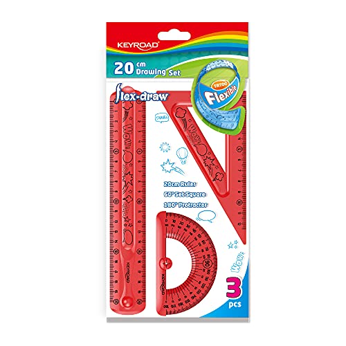 KEYROAD Geometrie-Set Flexible/Flex-Draw mit Grafik/Mathematik-Set 3-teilig: 1x Lineal 20cm, 1x Zeichen-Dreieck, 1x Winkelmesser/Loch zum Aufhängen/Mischfarben - MIX KEYROAD Geometrie-Set Flexible/Flex-Draw mit Grafik/Mathematik-Set 3-teilig: 1x Lineal 20cm, 1x Zeichen-Dreieck, 1x Winkelmesser/Loch zum Aufhängen/Mischfarben - MIX von Keyroad