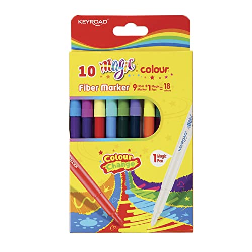 Keyroad Schulfilzstifte Filzstifte Magic Colour / 9 Stck. und 1 Stck. Magic = 18 Farben/Fasermaler/mit Loch zum Aufhängen/Erwachsene und Kinder/Perfekt für Schularbeiten/Kindersicher Keyroad Schulfilzstifte Filzstifte Magic Colour / 9 Stck. und 1 Stck. Magic = 18 Farben/Fasermaler/mit Loch zum Aufhängen/Erwachsene und Kinder/Perfekt für Schularbeiten/Kindersicher von Keyroad