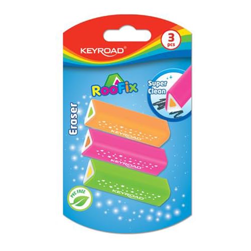 Keyroad Universal-Radiergummi 3 Stck. Roofix Dreieckig/Blister/Mischfarben/aus Thermoplastischem Gummi Höchster Qualität/Kinder Kleine Lustige Radiergummi, KR971813 Keyroad Universal-Radiergummi 3 Stck. Roofix Dreieckig/Blister/Mischfarben/aus Thermoplastischem Gummi Höchster Qualität/Kinder Kleine Lustige Radiergummi, KR971813 von Keyroad