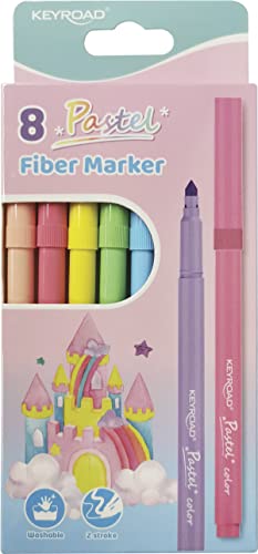 KEYROAD Waschbare Filzstifte für Kinder, Box mit 8 Pastellfarben, dreieckige Form, robust und mit feiner Spitze, ergonomisches Design, ideal zum Zeichnen, Schule KEYROAD Waschbare Filzstifte für Kinder, Box mit 8 Pastellfarben, dreieckige Form, robust und mit feiner Spitze, ergonomisches Design, ideal zum Zeichnen, Schule von Keyroad