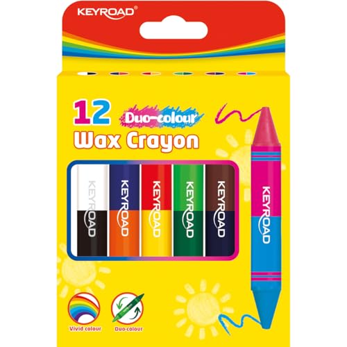 KeyRoad Wachsmalstifte Buntstifte Kinder Duo-Colour, JUMBO wachsstifte kinder, Doppelseitig, 6 Stk./12 Farben, Wachsmalstifte Schule, Schachtel KeyRoad Wachsmalstifte Buntstifte Kinder Duo-Colour, JUMBO wachsstifte kinder, Doppelseitig, 6 Stk./12 Farben, Wachsmalstifte Schule, Schachtel von Keyroad