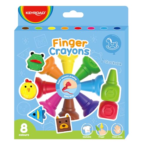 KeyRoad Wachsmalstifte Kinder zum Aufstecken auf die Finger,Geschenk Kinder, Wachsmalstifte Kleinkinder, 8 Stück KeyRoad Wachsmalstifte Kinder zum Aufstecken auf die Finger,Geschenk Kinder, Wachsmalstifte Kleinkinder, 8 Stück von Keyroad