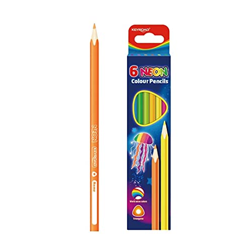 Keyroad Buntstifte Neon Dreikantform - 6 Stück/Mischfarben/Erwachsene und Kinder/Weicher Graphit/Loch zum Aufhängen, KR971754 Keyroad Buntstifte Neon Dreikantform - 6 Stück/Mischfarben/Erwachsene und Kinder/Weicher Graphit/Loch zum Aufhängen, KR971754 von Keyroad