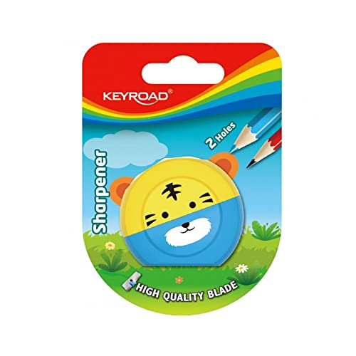 Keyroad Ergonomischer Doppel-Anspitzer Speedy Snail/ 1 Stück/Kunststoff/Klingen aus Stahl/von Bleistiften und Buntstiften/Blister - Mischfarben/Für Kindergarten Vorschule und Schule, KR971893 von Keyroad