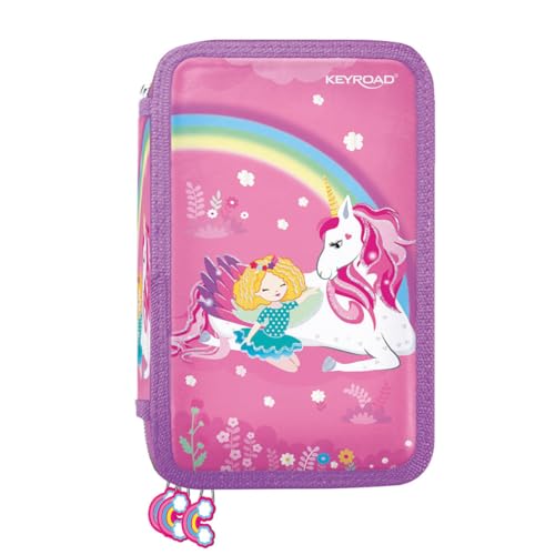 Keyroad Federmäppchen, Ausgestattet, Federtasche mit Inhalt 3-Kammer, 52 Elemente, Maxi Mäppchen 20,5x13,5x6 cm, Farbmix von Keyroad