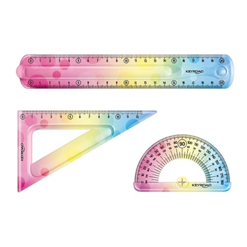 Keyroad Geometrie-Set Flexible Rainbow Deco KR972278 nützlich für jeden Schüler: 3-teilig Lineal 20cm, Zeichen-Dreieck-18, 1x Winkelmesser-10 cm, Mehrfarbig Keyroad Geometrie-Set Flexible Rainbow Deco KR972278 nützlich für jeden Schüler: 3-teilig Lineal 20cm, Zeichen-Dreieck-18, 1x Winkelmesser-10 cm, Mehrfarbig von Keyroad