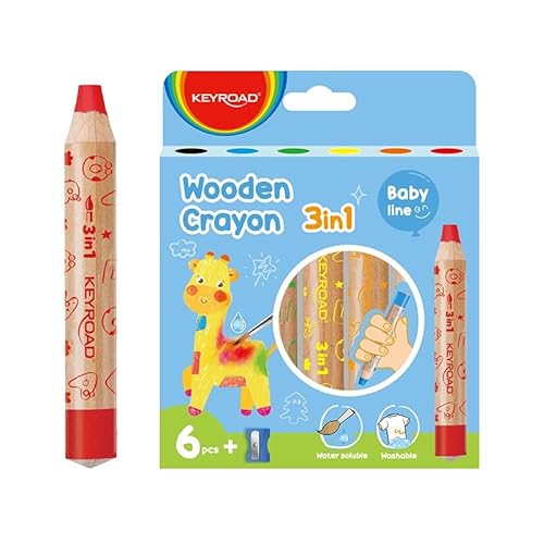 Keyroad JUMBO 3 in 1 Holz Wachskreiden/Aquarell- Wachsmalstifte Wasserlöslich-6 Stück plus ein Spitzer/Buntstifte für Kinder Junge Erwachsene/Kindersicher Ungiftig,KR972328,Mehrfarbig Keyroad JUMBO 3 in 1 Holz Wachskreiden/Aquarell- Wachsmalstifte Wasserlöslich-6 Stück plus ein Spitzer/Buntstifte für Kinder Junge Erwachsene/Kindersicher Ungiftig,KR972328,Mehrfarbig von Keyroad