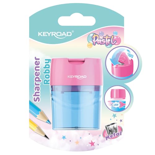 Keyroad Kunststoffspitzer, Pastell Spitzer, Doppelt Bleistiftspitzer, Mit Behälter, Blister, Farbmix Keyroad Kunststoffspitzer, Pastell Spitzer, Doppelt Bleistiftspitzer, Mit Behälter, Blister, Farbmix von Keyroad