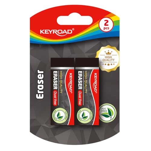Keyroad Radiergummi, Technisch Rubber Eraser, 2 Stück Radiergummis Für Kinder, Blister, Schwarz Keyroad Radiergummi, Technisch Rubber Eraser, 2 Stück Radiergummis Für Kinder, Blister, Schwarz von Keyroad