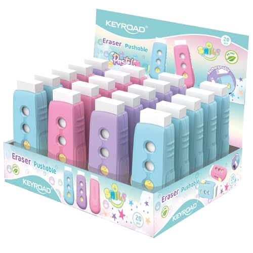 Keyroad Radiergummi Für Kinder, Lustige Radiergummis Pastell, Schieber, Schachtel, 20 Stück Erasers for Kids, Farbmix Keyroad Radiergummi Für Kinder, Lustige Radiergummis Pastell, Schieber, Schachtel, 20 Stück Erasers for Kids, Farbmix von Keyroad