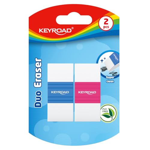 Keyroad Radiergummi für Kinder, Ergonomisch, Zweifarbig, 2 Stück Radiergummi Lustig, Blister Erasers for Kids, Farbmix Keyroad Radiergummi für Kinder, Ergonomisch, Zweifarbig, 2 Stück Radiergummi Lustig, Blister Erasers for Kids, Farbmix von Keyroad