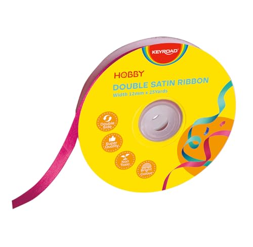 Keyroad Satinband Geschenkband / 12 x 22 mm/ 86m / Satinband Auf Spule, Rosa/Band, Dekoband Doppelseitig, Satin, Schleifenband von Keyroad