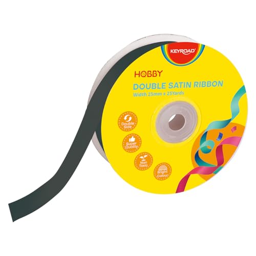 Keyroad Satinband Geschenkband / 25 x 22 mm /86m / Satinband Auf Spule, Schwarz/Band, Dekoband Doppelseitig, Satin, Schleifenband Keyroad Satinband Geschenkband / 25 x 22 mm /86m / Satinband Auf Spule, Schwarz/Band, Dekoband Doppelseitig, Satin, Schleifenband von Keyroad