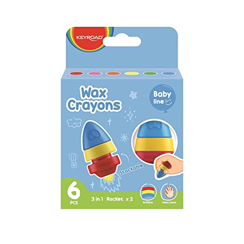 Keyroad Wachsmalkreiden Wachsmalstifte - 6 Stück/Mischfarben/Komfortabel Handflächengriff Zeichenstift für Kleinkinder und Kinder Sicher und Nicht Toxisch/Kindersicher Keyroad Wachsmalkreiden Wachsmalstifte - 6 Stück/Mischfarben/Komfortabel Handflächengriff Zeichenstift für Kleinkinder und Kinder Sicher und Nicht Toxisch/Kindersicher von Keyroad