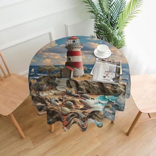 The Seaside Leuchtturm-Tischdecke, 152,4 cm, Dekoration, Küche, Esszimmer, Buffet, Partys, Camping The Seaside Leuchtturm-Tischdecke, 152,4 cm, Dekoration, Küche, Esszimmer, Buffet, Partys, Camping von Kfjghhl