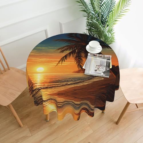 Tischdecke mit Illustration von Palmen, 152,4 cm, Tischdecke, Dekoration, Küche, Esszimmer, Buffet, Partys, Camping von Kfjghhl