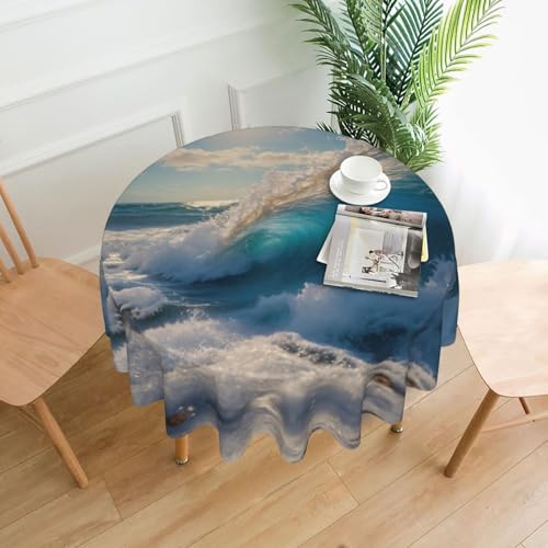 Tischdecke mit Meereswelle, 152,4 cm, Dekoration, Küche, Esszimmer, Buffet, Partys, Camping Tischdecke mit Meereswelle, 152,4 cm, Dekoration, Küche, Esszimmer, Buffet, Partys, Camping von Kfjghhl